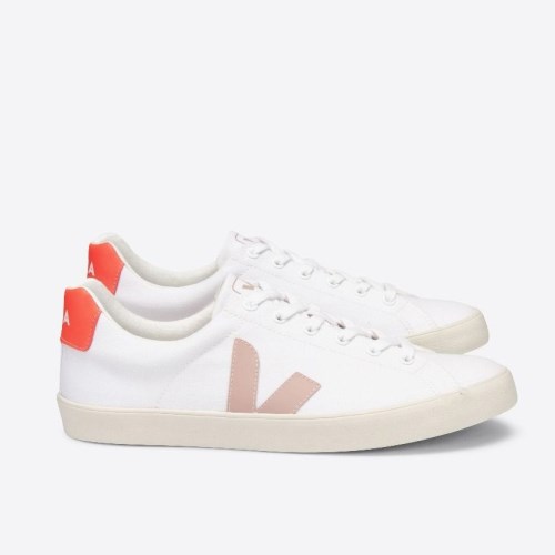 Veja Esplar Se Canvas Womens Trainers White/Orange UK 68996